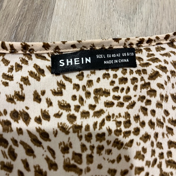 SHEIN Speckled Dalmatian Print Frill Trim Chiffon Smock Dress - Picture 5 of 8